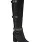 Franco Sarto Botas femininas de camurça Knoll com bico fechado e cano alto, pretas, tamanho 5,5 M