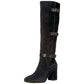 Franco Sarto Botas femininas de camurça Knoll com bico fechado e cano alto, pretas, tamanho 5,5 M
