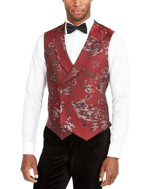 Colete masculino Tallia com botões, estampado, sem mangas, corte clássico, vermelho, tamanho médio