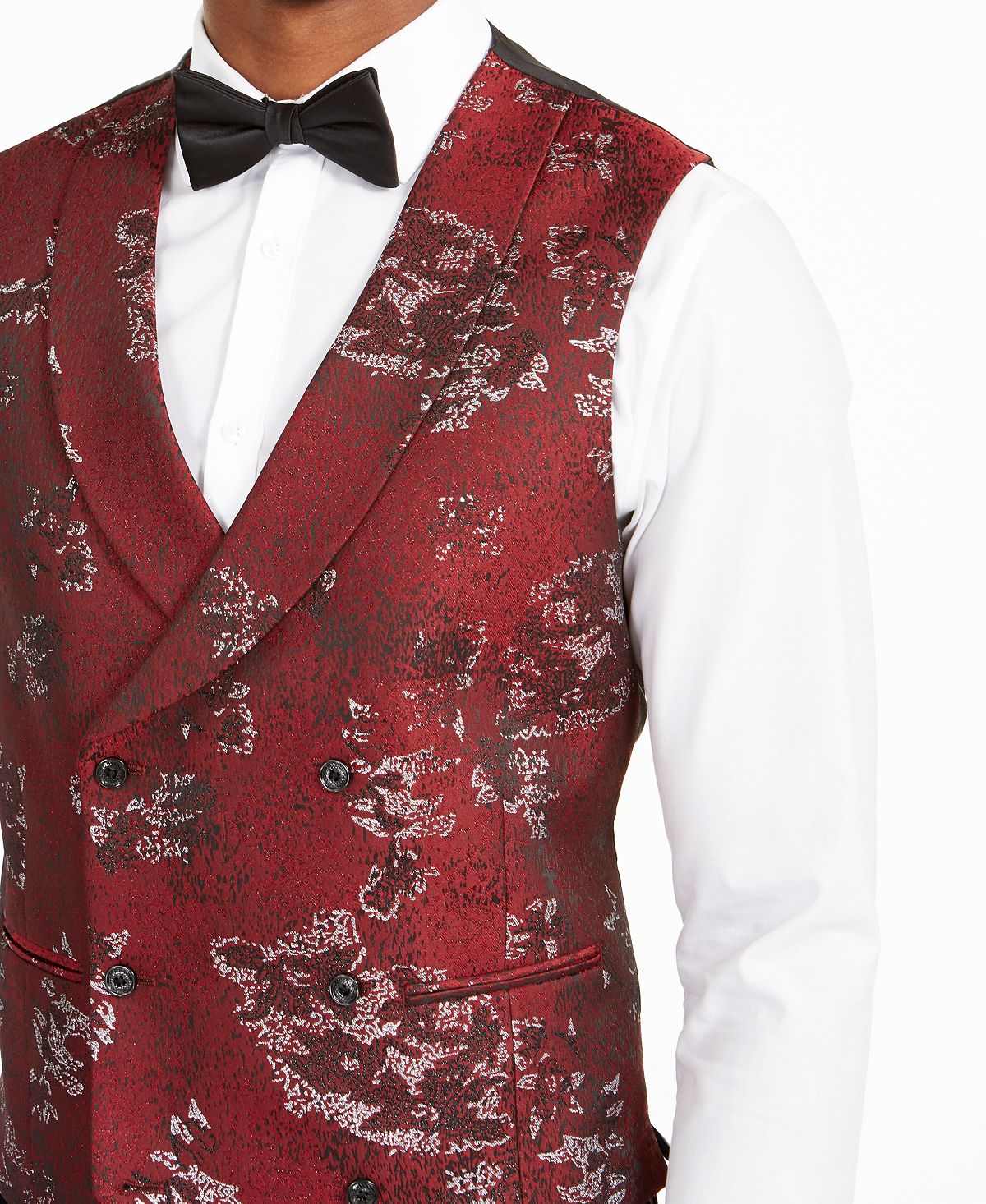 Colete masculino Tallia com botões, estampado, sem mangas, corte clássico, vermelho, tamanho médio