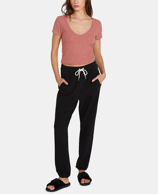 Calça de moletom Volcom Junior Fleece preta, tamanho médio