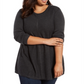 Suéter túnica feminino com costura frontal e gola redonda, cinza, tamanho 1X, estilo &amp; co