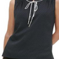 Blusa Tommy Hilfiger Feminina Sem Mangas Estampada com Bolinhas e Gola Amarrada, Preta, Tamanho X-G
