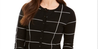 Cardigan feminino Charter Club com botões e vidraças, preto, tamanho XX-G