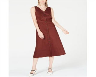 Alfani Women's Button Through MIDI Dress Brown Size 8 Petite