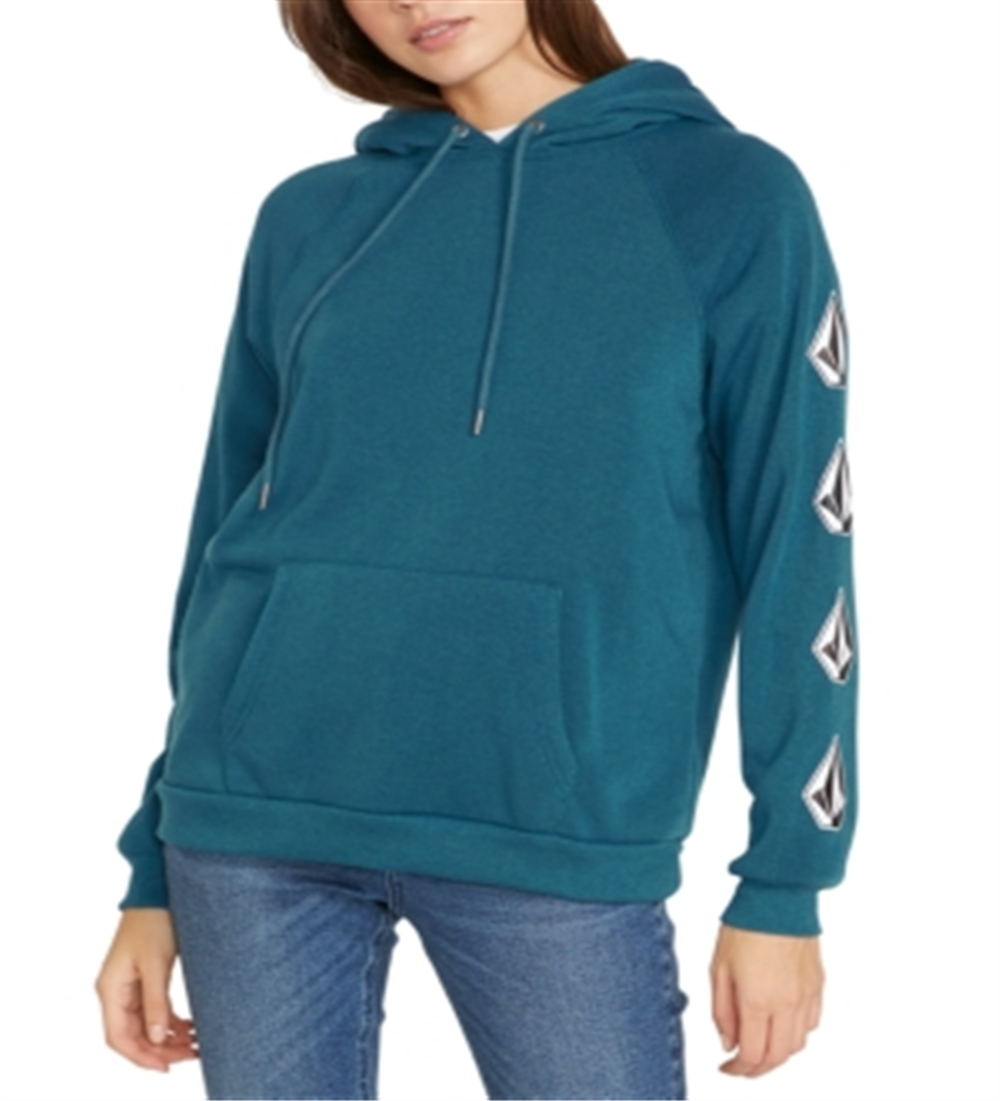 Moletom com capuz de lã com estampa gráfica Volcom Junior, azul, tamanho médio