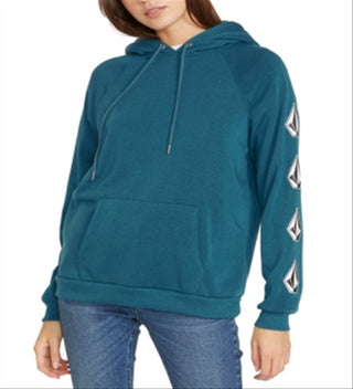 Moletom com capuz de lã com estampa gráfica Volcom Junior, azul, tamanho médio