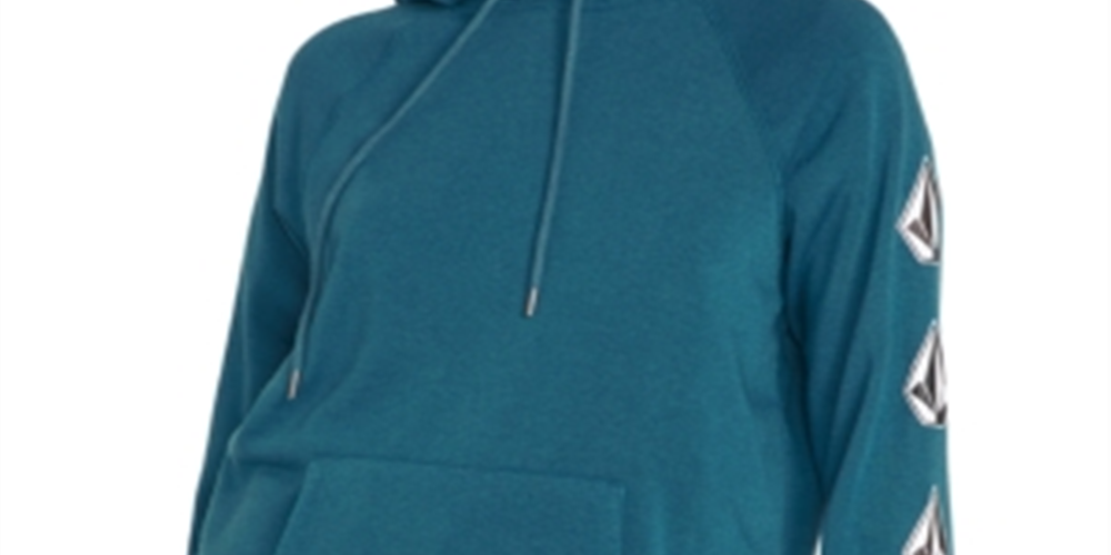 Moletom com capuz de lã com estampa gráfica Volcom Junior, azul, tamanho médio
