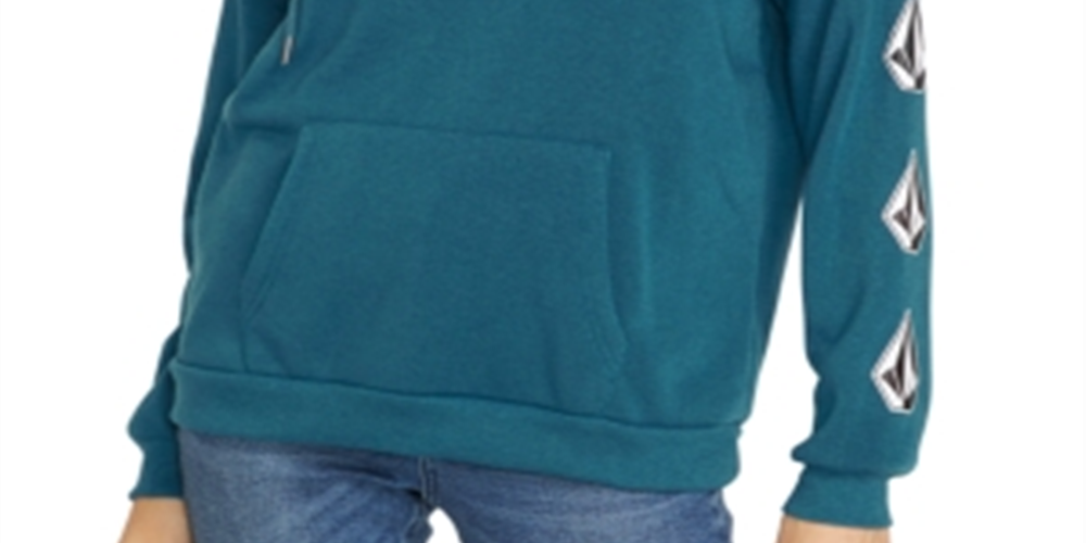 Moletom com capuz de lã com estampa gráfica Volcom Junior, azul, tamanho médio