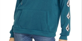 Moletom com capuz de lã com estampa gráfica Volcom Junior, azul, tamanho médio