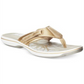 Sandálias femininas Clarks Brinkley Jojo Flip-flop douradas tamanho 11