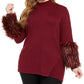 Alfani Feminino Plus Faux Fur Cuff Mock Neck Túnica Suéter Vermelho Tamanho 4X