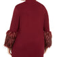 Alfani Feminino Plus Faux Fur Cuff Mock Neck Túnica Suéter Vermelho Tamanho 4X