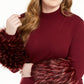 Alfani Feminino Plus Faux Fur Cuff Mock Neck Túnica Suéter Vermelho Tamanho 4X