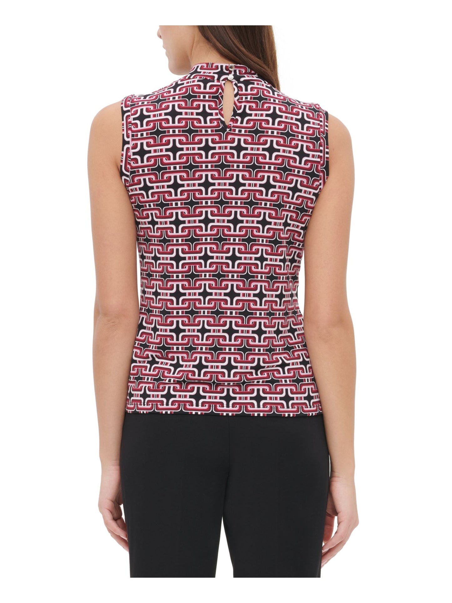 Tommy Hilfiger Blusa Feminina Estampada Sem Mangas para Trabalho, Preta, Tamanho P
