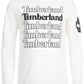 Camiseta Timberland Stacked Logo Manga Longa Infantil Branca Tamanho XG