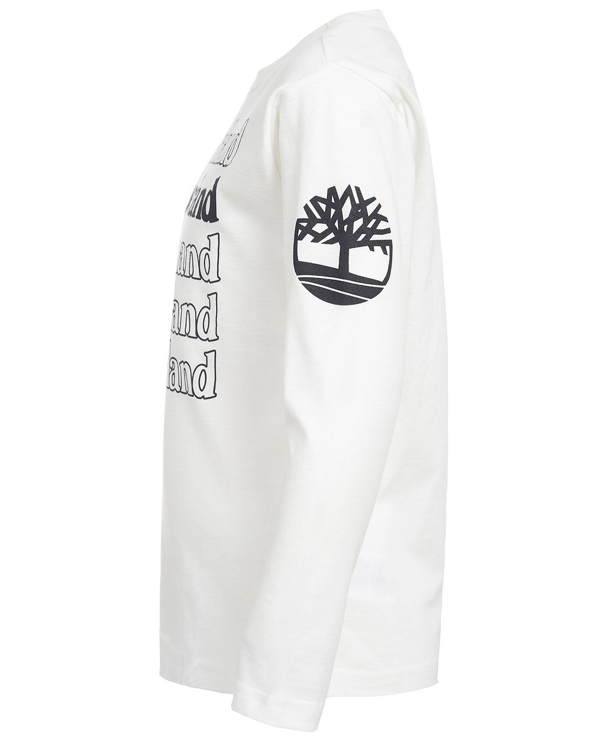 Camiseta Timberland Stacked Logo Manga Longa Infantil Branca Tamanho XG