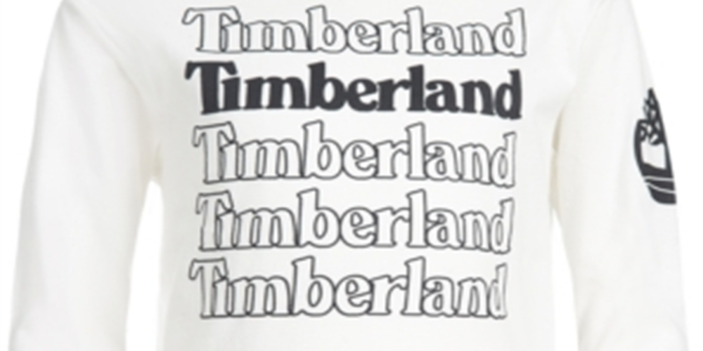 Camiseta Timberland Stacked Logo Manga Longa Infantil Branca Tamanho XG
