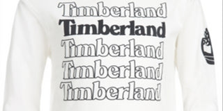 Camiseta Timberland Stacked Logo Manga Longa Infantil Branca Tamanho XG