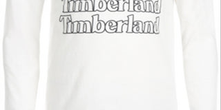 Camiseta Timberland Stacked Logo Manga Longa Infantil Branca Tamanho XG