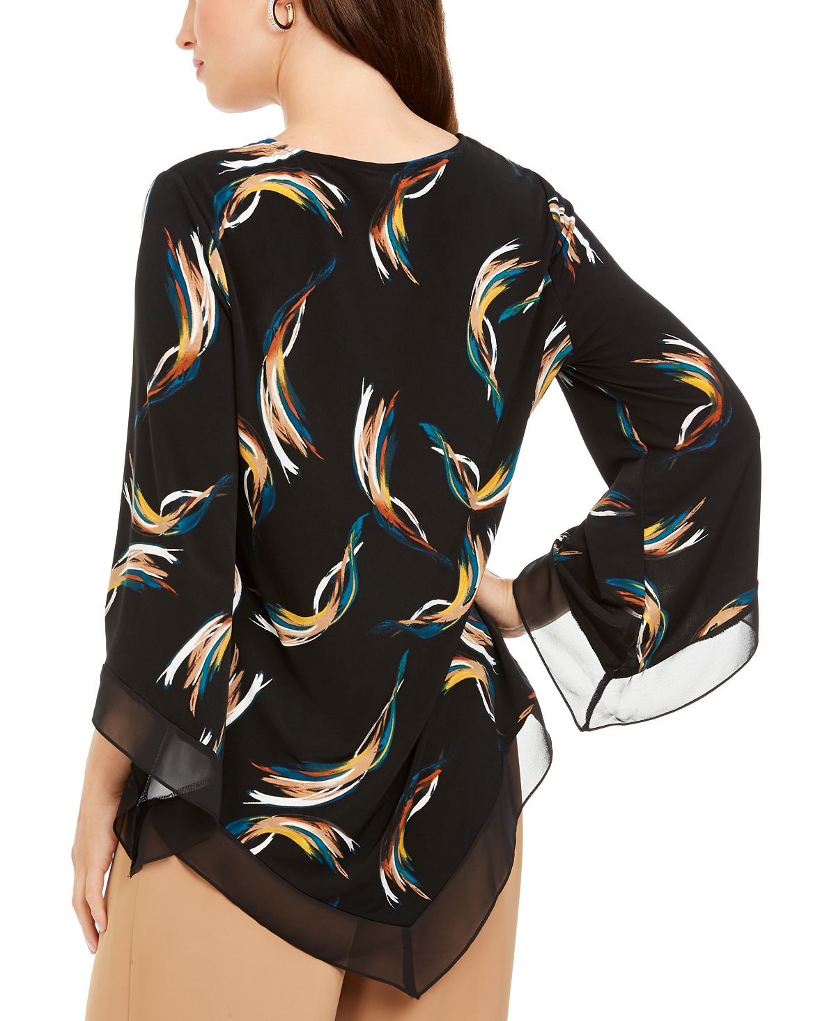 Top poncho estampado feminino Alfani, preto, tamanho pequeno G