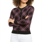 Cardigan xadrez feminino Charter Club, preto, tamanho XX-G