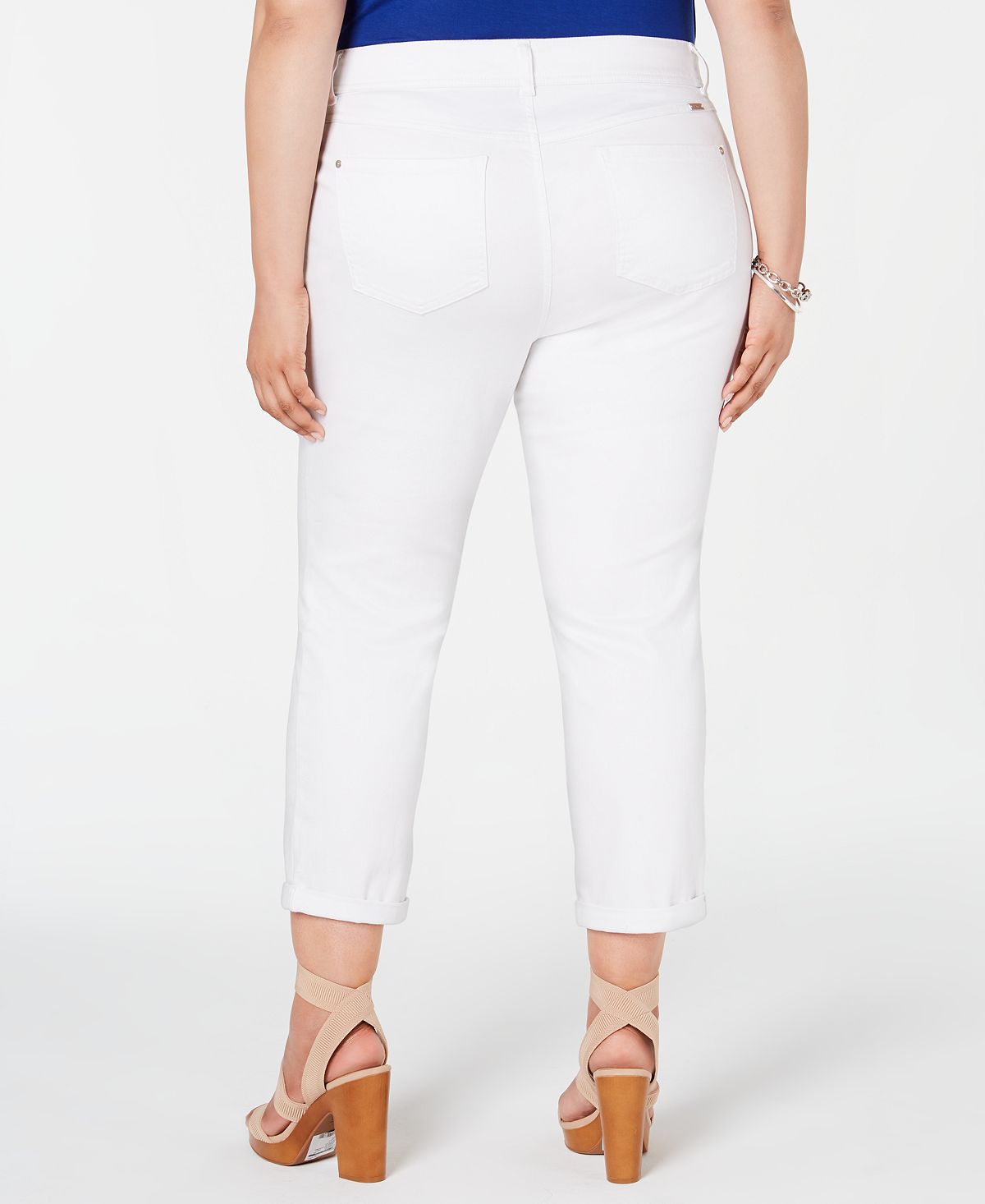 Calça jeans curta feminina plus size INC International Concepts, tamanho 16W, branca