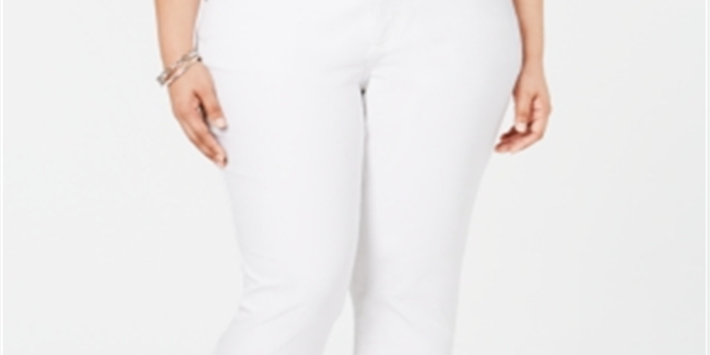Calça jeans curta feminina plus size INC International Concepts, tamanho 16W, branca