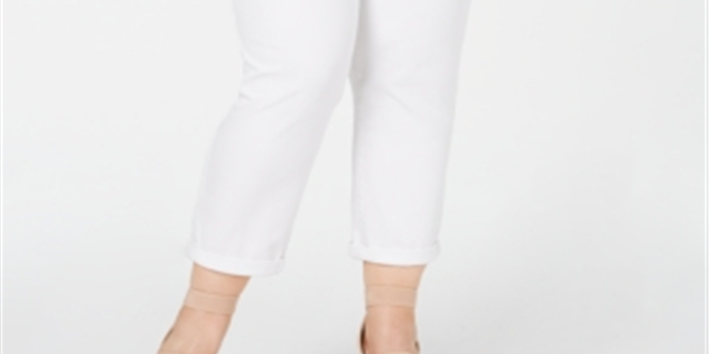Calça jeans curta feminina plus size INC International Concepts, tamanho 16W, branca