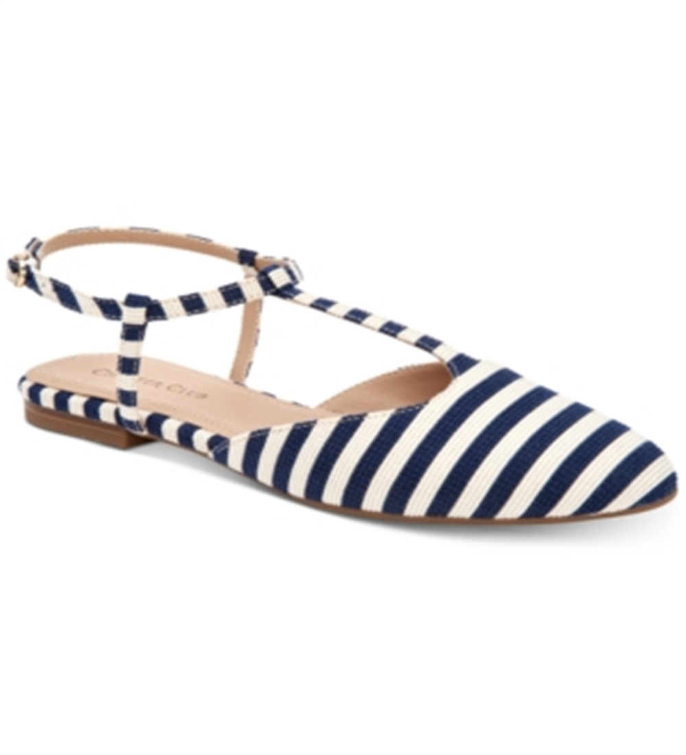 Sapatilhas femininas Charter Club Ellory T-Strap, azuis, tamanho 8,5 m
