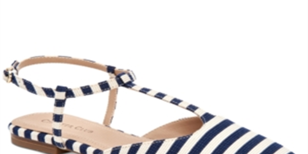 Sapatilhas femininas Charter Club Ellory T-Strap, azuis, tamanho 8,5 m