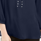 Blusa feminina JM Collection com pregas nas costas e rebites, azul, tamanho pequeno