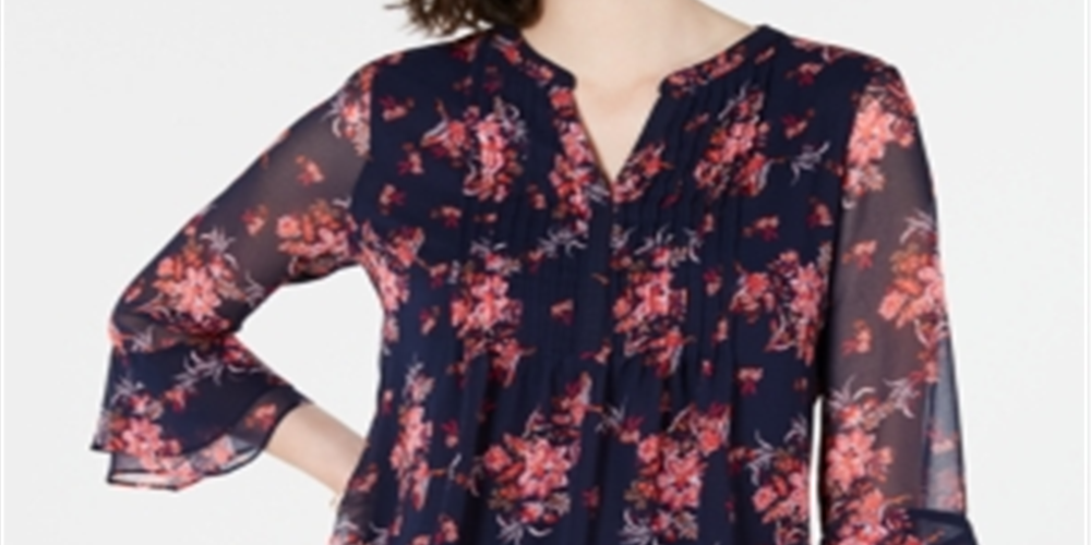 Blusa feminina manga 3/4 Charter Club azul tamanho extragrande