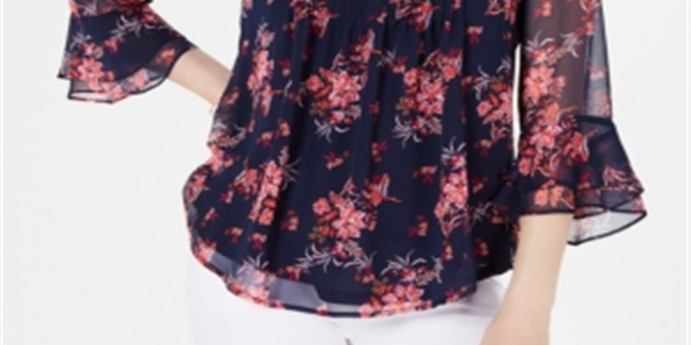 Blusa feminina manga 3/4 Charter Club azul tamanho extragrande