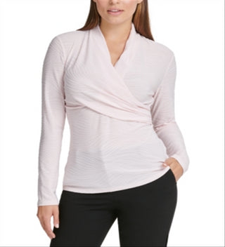 Blusa texturizada feminina DKNY, rosa, tamanho pequeno
