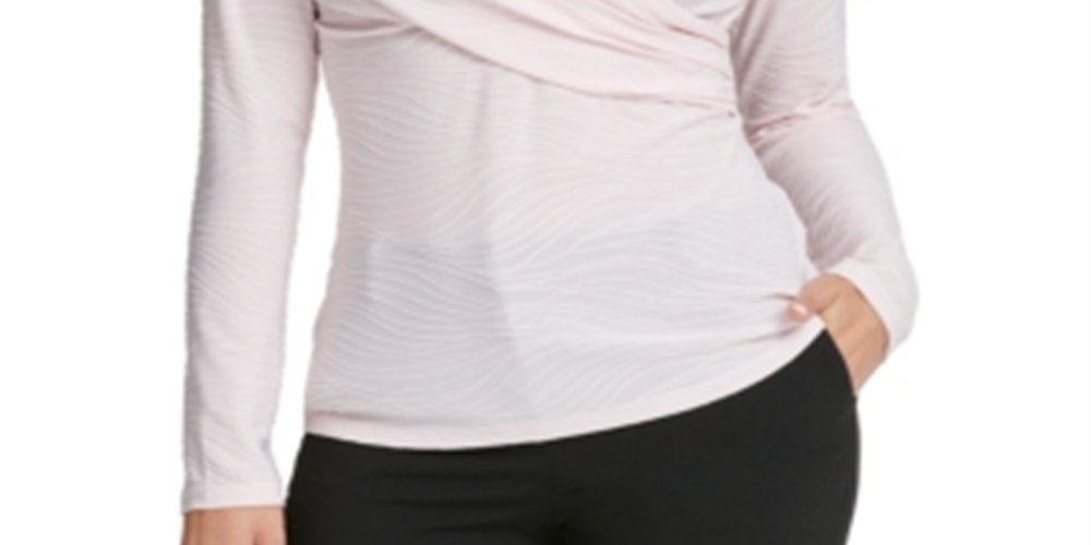Blusa texturizada feminina DKNY, rosa, tamanho pequeno