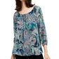 Blusa feminina estampada NY Collection, verde, tamanho pequeno, médio