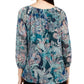 Blusa feminina estampada NY Collection, verde, tamanho pequeno, médio