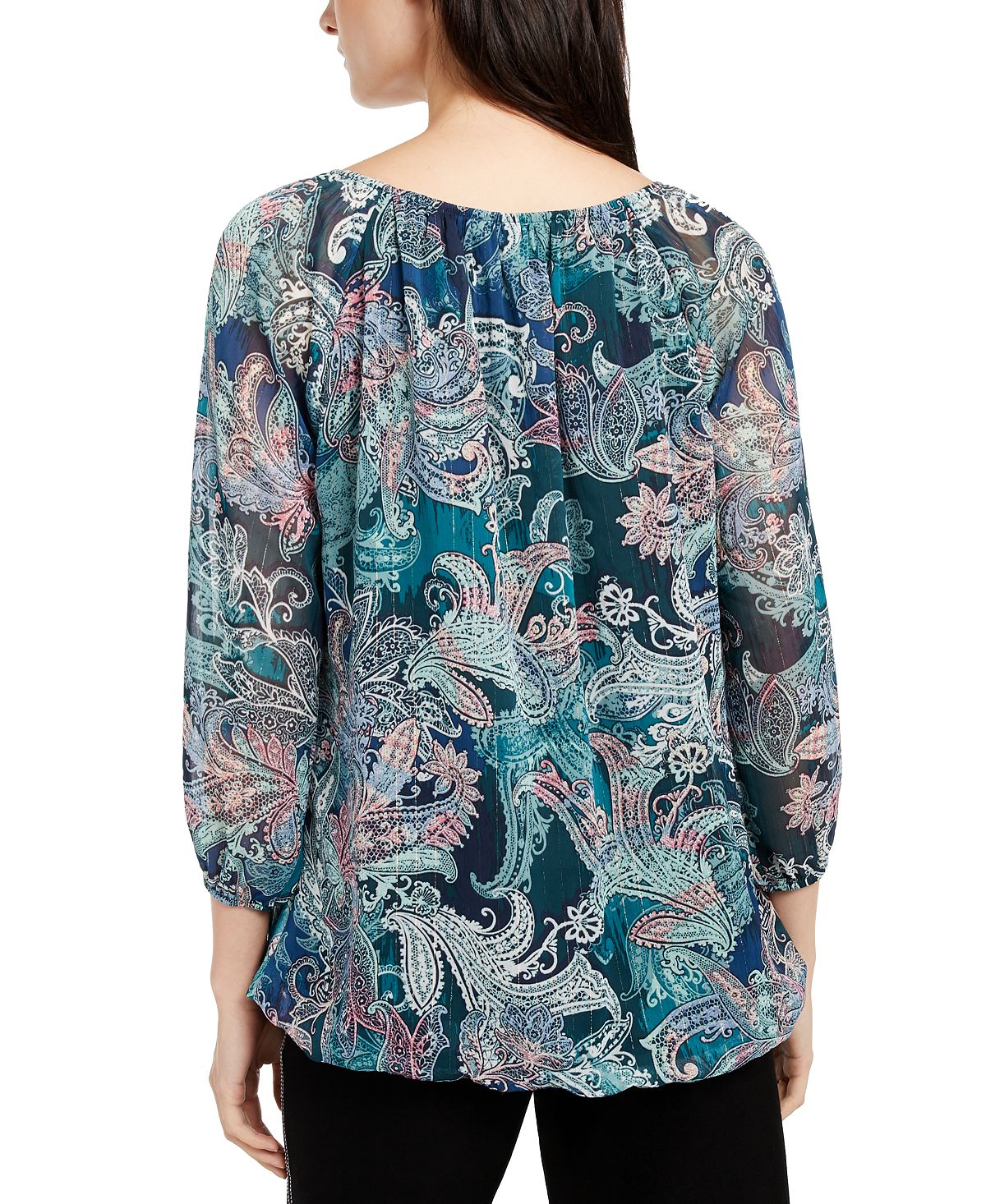 Blusa feminina estampada NY Collection, verde, tamanho pequeno, médio