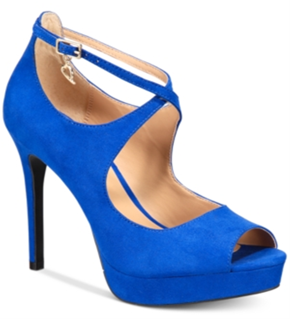 Thalia Sodi Scarpin Feminino Peep Toe com Tira no Tornozelo Clássico Azul Tamanho 10 M