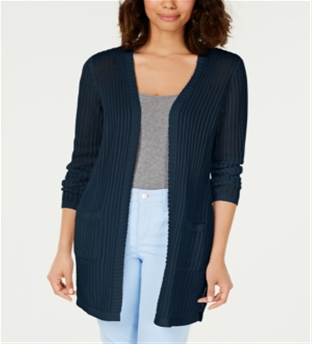 Suéter feminino Charter Club Vertical Stitch Completer azul tamanho X-S