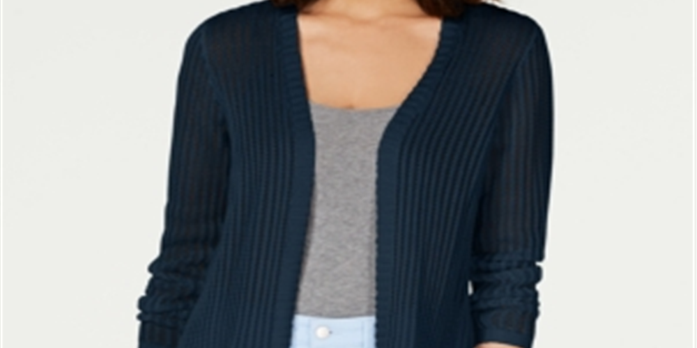 Suéter feminino Charter Club Vertical Stitch Completer azul tamanho X-S