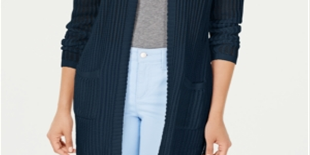 Suéter feminino Charter Club Vertical Stitch Completer azul tamanho X-S