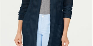 Suéter feminino Charter Club Vertical Stitch Completer azul tamanho X-S