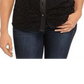 Blusa feminina Anne Klein com cordão e renda, sem mangas, com botões frontais, preta, tamanho 16