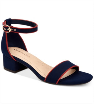 Charter Club Sandálias femininas Ruue Fabric com bico aberto, casuais, estilo slingback, azul marinho, tamanho 9,5 M