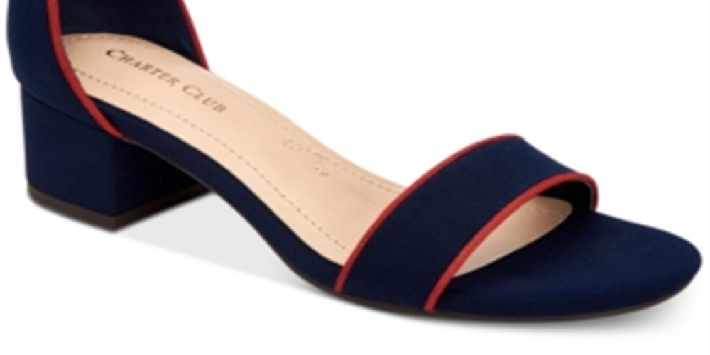 Charter Club Sandálias femininas Ruue Fabric com bico aberto, casuais, estilo slingback, azul marinho, tamanho 9,5 M