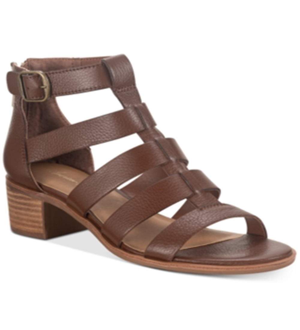 Sandálias femininas American Rag Sonia Suede Peep Toe Casual com tira no tornozelo Marrom Tamanho 9,5M