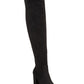 Material Girl Botas femininas Bravy com bico fechado e acima do joelho, pretas, tamanho 9 M