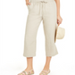 Calça Capri de Linho Feminina Charter Club com Cintura Amarrada, Marrom, Tamanho XXG